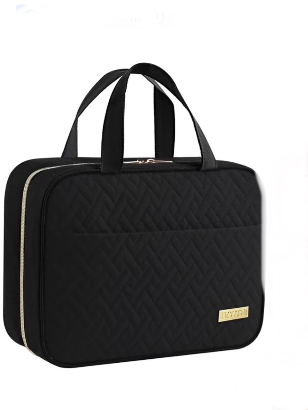 Horror Quilted Black Travel Tote Bag with Gold Accent